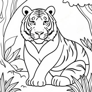 Page A Colorier Tigre Du Bengale Majestueux Dans La Jungle 65791-54349