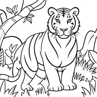 Page A Colorier Tigre Du Bengale Majestueux Dans La Jungle 65791-54350