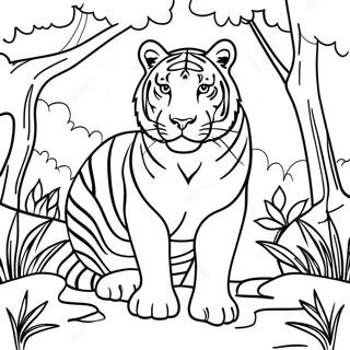 Page A Colorier Tigre Du Bengale Majestueux Dans La Jungle 65791-54351