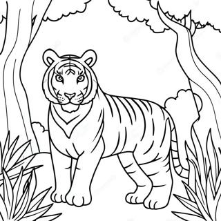 Page A Colorier Tigre Du Bengale Majestueux Dans La Jungle 65791-54352