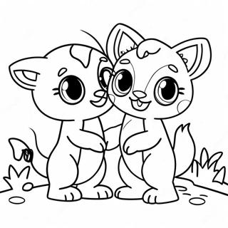 Page A Colorier De Jolis Animaux Lps Jouant Ensemble 6585-5358