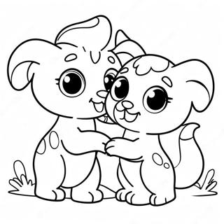 Page A Colorier De Jolis Animaux Lps Jouant Ensemble 6585-5359