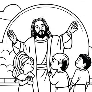 Page A Colorier De Jesus Noir Avec Des Enfants 65871-54413