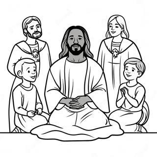 Page A Colorier De Jesus Noir Avec Des Enfants 65871-54415