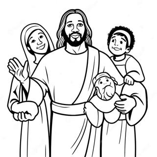 Page A Colorier De Jesus Noir Avec Des Enfants 65871-54416