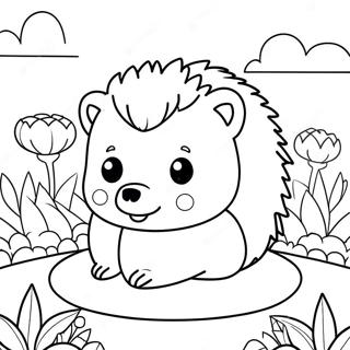 Page A Colorier De Mignon Herisson Dans Un Jardin De Fleurs 65911-54470