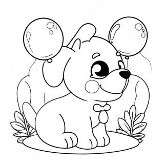 Page A Colorier Chiot Mignon Danniversaire Avec Ballons 66121-54613