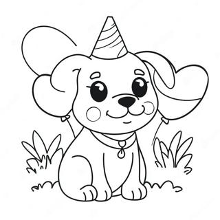 Page A Colorier Chiot Mignon Danniversaire Avec Ballons 66121-54614