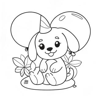 Page A Colorier Chiot Mignon Danniversaire Avec Ballons 66121-54615