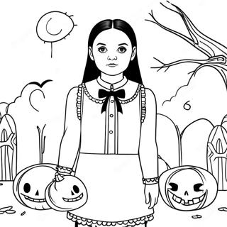 Page A Colorier De Mercredi Addams En Costume Effrayant 66151-54646