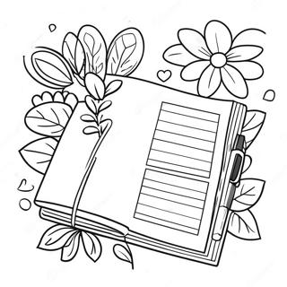 Page A Colorier De Journal Mignon Avec Des Fleurs 66201-54675