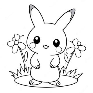 Page A Colorier Mimikyu Mignon Avec Des Fleurs 66581-54981