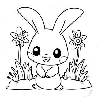 Page A Colorier Mimikyu Mignon Avec Des Fleurs 66581-54984