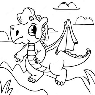 Page A Colorier De Puff Le Dragon Magique Volant Au Dessus Des Montagnes 66651-55035