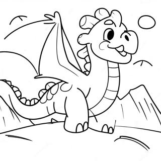 Page A Colorier De Puff Le Dragon Magique Volant Au Dessus Des Montagnes 66651-55036