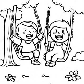 Enfants Se Balancant Dans Le Parc Page A Colorier 66691-55059