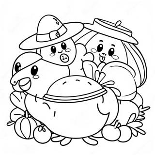 Page A Colorier Des Personnages Mignons Damong Us Avec Un Festin De Thanksgiving 66751-55112