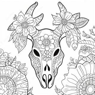 Page A Colorier De Crane De Cerf Complexe Avec Des Fleurs 66841-55192