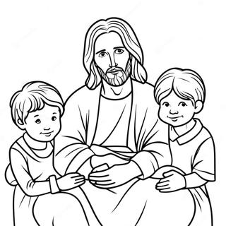 Page A Colorier Jesus Christ Avec Des Enfants 66891-55229