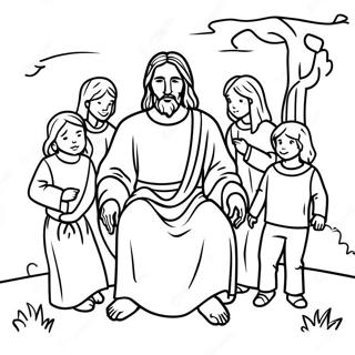 Page A Colorier Jesus Christ Avec Des Enfants 66891-55231