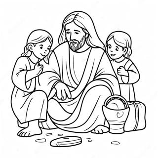 Page A Colorier Jesus Christ Avec Des Enfants 66891-55232