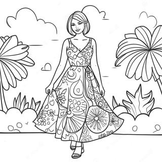 Page A Colorier Fille Stylee En Robe Dete 67082-55371