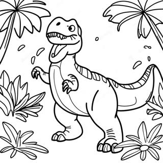 Page A Colorier T Rex Rugissant Dans La Jungle 67263-55497