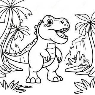 Page A Colorier T Rex Rugissant Dans La Jungle 67263-55499