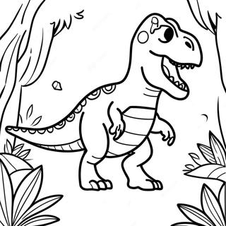 Page A Colorier T Rex Rugissant Dans La Jungle 67263-55500