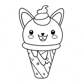 Page A Colorier Chat Mignon Dans Un Cornet De Glace 67603-55778