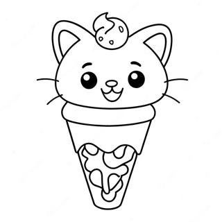 Page A Colorier Chat Mignon Dans Un Cornet De Glace 67603-55780