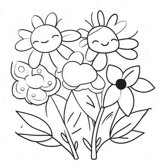 Page A Colorier De Bouquet De Fleurs Kawaii 67912-56020