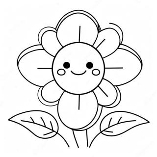 Page A Colorier De La Fleur Kawaii Mignonne Avec Un Visage Souriant 67913-56022