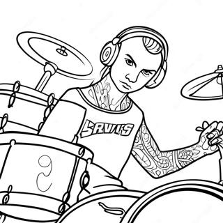 Page A Colorier Travis Barker En Train De Jouer De La Batterie 68183-56238