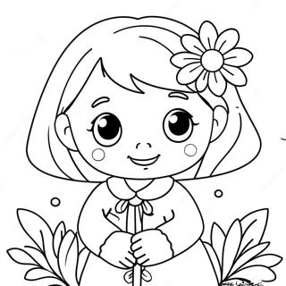 Page A Colorier De Mia Mignonne Avec Des Fleurs 68503-56497