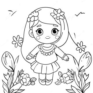 Page A Colorier De Mia Mignonne Avec Des Fleurs 68503-56498