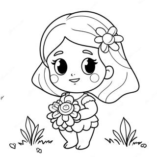 Page A Colorier De Mia Mignonne Avec Des Fleurs 68503-56500