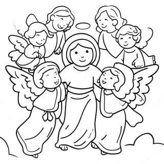 Page A Colorier Des Anges Celestes Entourant Jesus 68533-56514