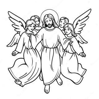 Page A Colorier Des Anges Celestes Entourant Jesus 68533-56515