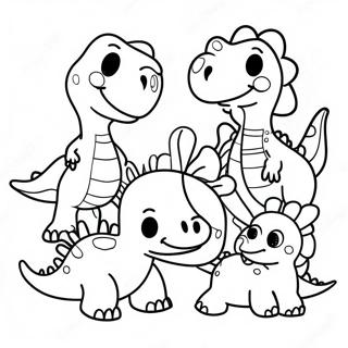 Page A Colorier De La Famille De Dinosaures Mignonne Pour Thanksgiving 68593-56566