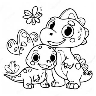 Page A Colorier De La Famille De Dinosaures Mignonne Pour Thanksgiving 68593-56567