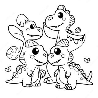 Page A Colorier De La Famille De Dinosaures Mignonne Pour Thanksgiving 68593-56568