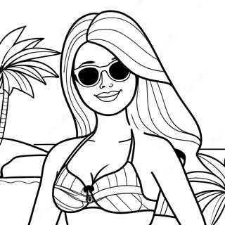 Page A Colorier De Barbie En Maillot De Bain Colore 68693-56646