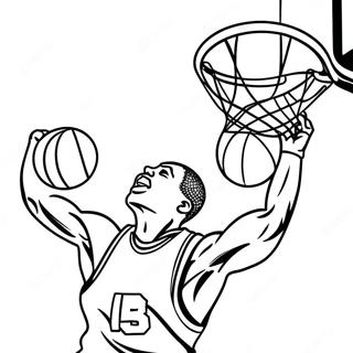 Joueur De Basketball En Train De Dunker A Colorier 6885-5597