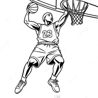 Joueur De Basketball En Train De Dunker A Colorier 6885-5598