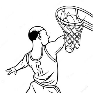 Joueur De Basketball En Train De Dunker A Colorier 6885-5599