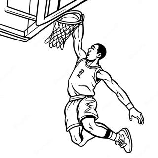 Joueur De Basketball En Train De Dunker A Colorier 6885-5600