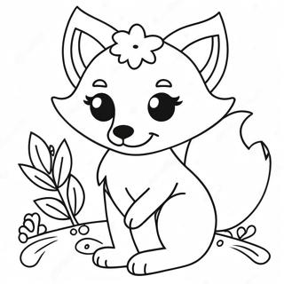 Mignon Renard Kawaii Avec Des Fleurs A Colorier 6905-5614