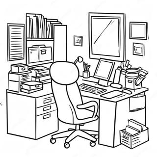 Page A Colorier De Scene De Bureau Occupe 69254-57079