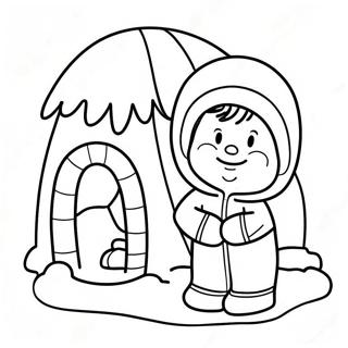 Page A Colorier De Leskimo Heureux Avec Igloo 69464-57243